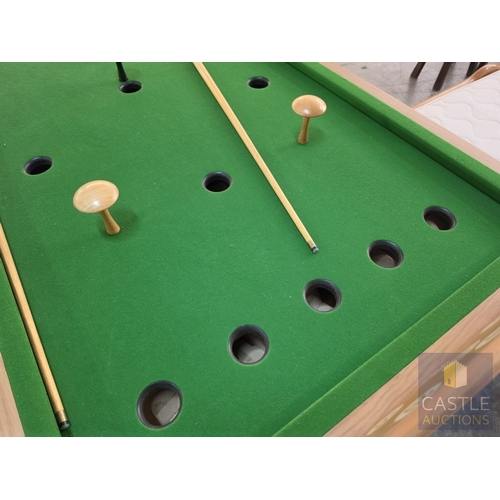 850P - BAR BILLIARDS TABLE, Commercial Slate-Bed, English Coin-Operated Model, (Approx. 184 x 95cm), Oak Ef... 