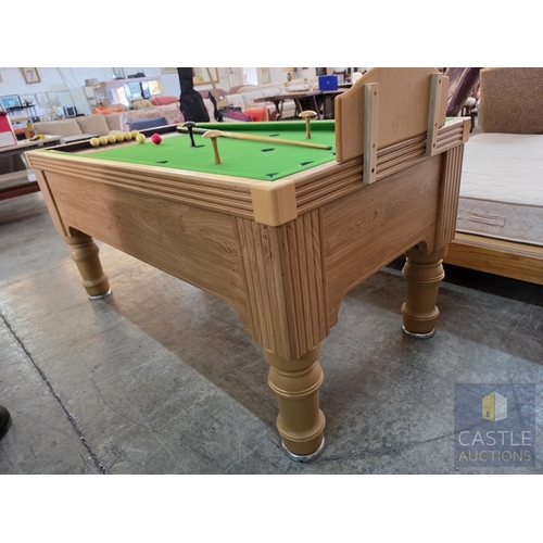 850P - BAR BILLIARDS TABLE, Commercial Slate-Bed, English Coin-Operated Model, (Approx. 184 x 95cm), Oak Ef... 
