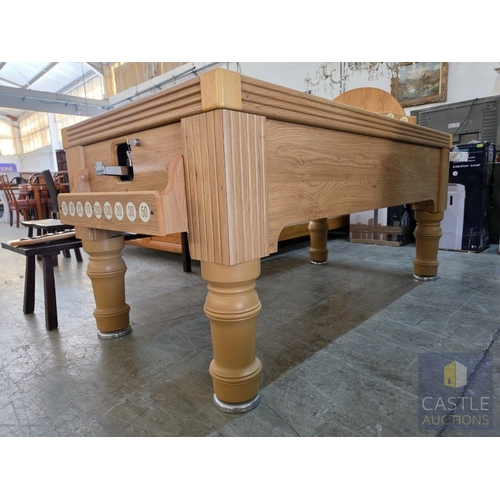 850P - BAR BILLIARDS TABLE, Commercial Slate-Bed, English Coin-Operated Model, (Approx. 184 x 95cm), Oak Ef... 