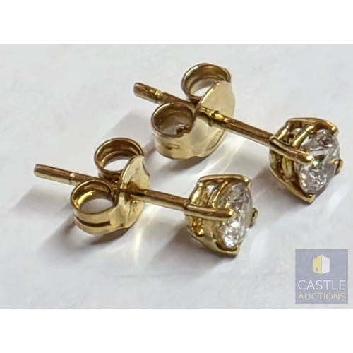 852P - Pair of 18ct Gold and Diamond Stud Earrings, (Approx. 0.5tcw, 1.1g) with gemmological certificate