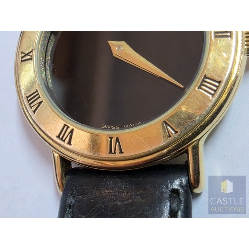 855P - GUCCI '3000.2.L' Gold Tone Wrist Watch, with Black Face and Gold Tone Hands, Swiss Made, * Running W... 