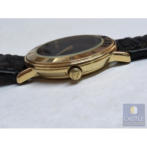 855P - GUCCI '3000.2.L' Gold Tone Wrist Watch, with Black Face and Gold Tone Hands, Swiss Made, * Running W... 