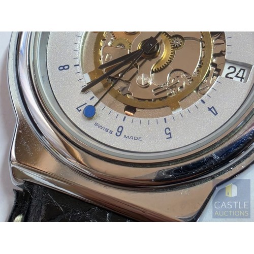 856P - FORTIS Logo Space Matic Gent's Skeleton Wrist Watch, Swiss Made, 50mm Stainless Steel Case with Date... 
