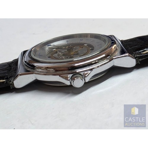 856P - FORTIS Logo Space Matic Gent's Skeleton Wrist Watch, Swiss Made, 50mm Stainless Steel Case with Date... 