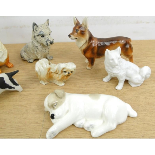 6 - Small quantity of various dogs and a cat to include a spelter example