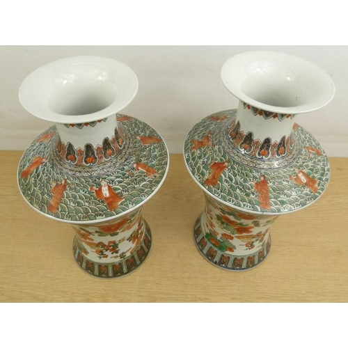 15 - Pair of large Chinese vases painted in the famille verte palette
