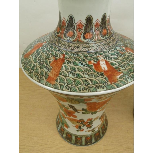 15 - Pair of large Chinese vases painted in the famille verte palette