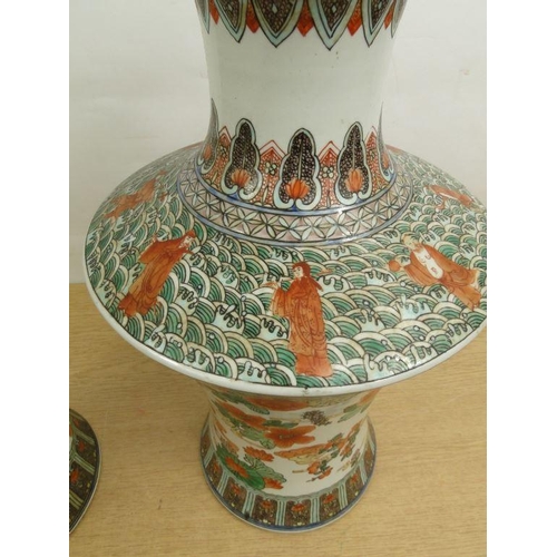 15 - Pair of large Chinese vases painted in the famille verte palette