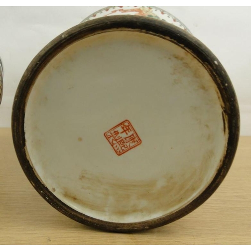 15 - Pair of large Chinese vases painted in the famille verte palette