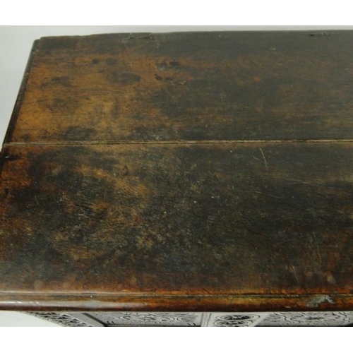 17 - Large antique oak coffer with floral carved front