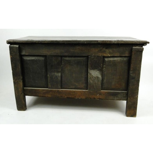 17 - Large antique oak coffer with floral carved front
