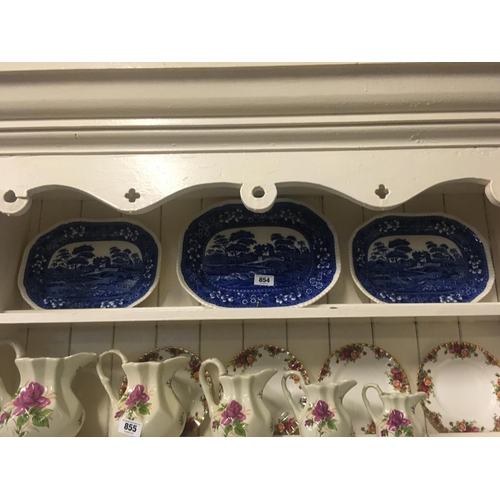 854 - Set of three blue and white SPODE joint dishes.