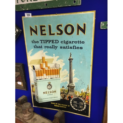 123 - NELSON Cigarettes cardboard advertisement.