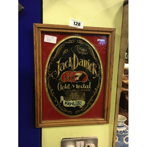 128 - JACK DANIELS framed pub mirror.