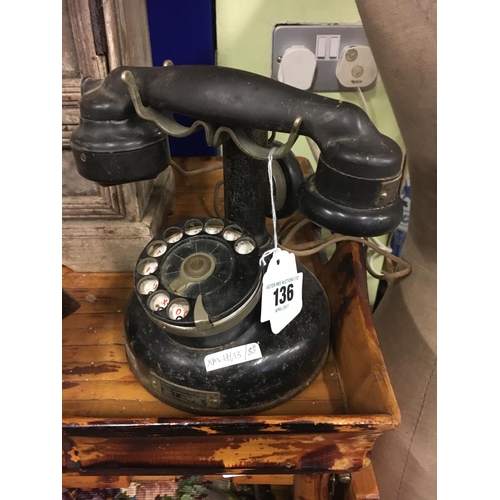 136 - Early 20th. C. Bakelite and metal telephone