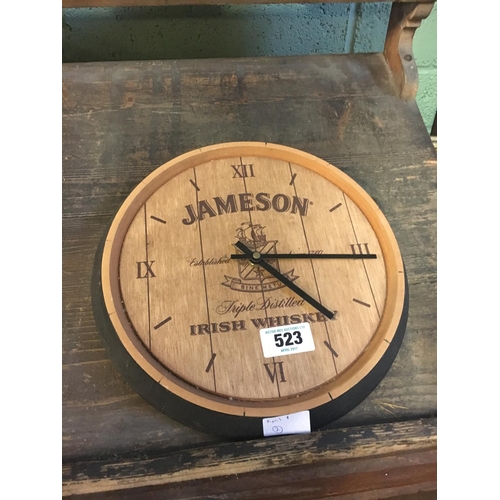 523 - JAMESON Whisky battery wall clock.