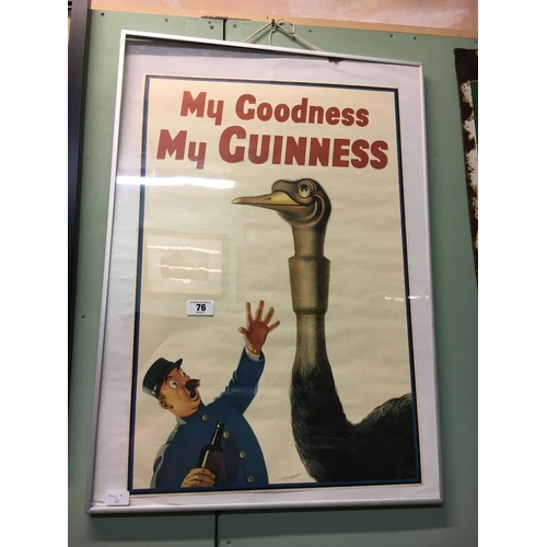 76 - Framed advertising  print of  MY GOODNESS MY GUINNESS.