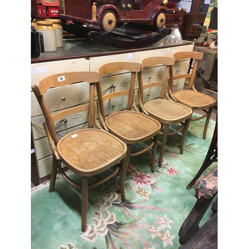 89 - Four 1930's beech bentwood chairs.