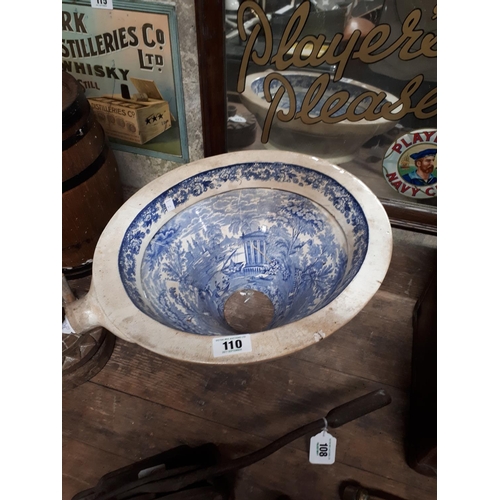 110 - 19th. C. blue and white toilet bowl.