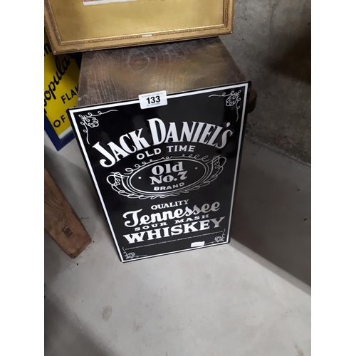 133 - Pressed tin JACK DANIELS whiskey advertisement.