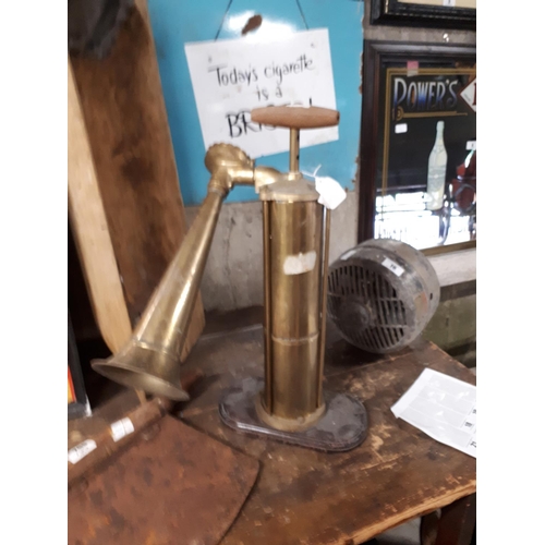 17 - Late 19th. C. Brass and mahogany fog horn.