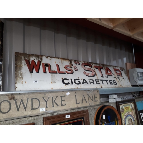 32 - Will's Star Cigarette enamel sign.