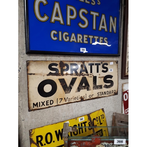 361 - Spratts enamel sign.