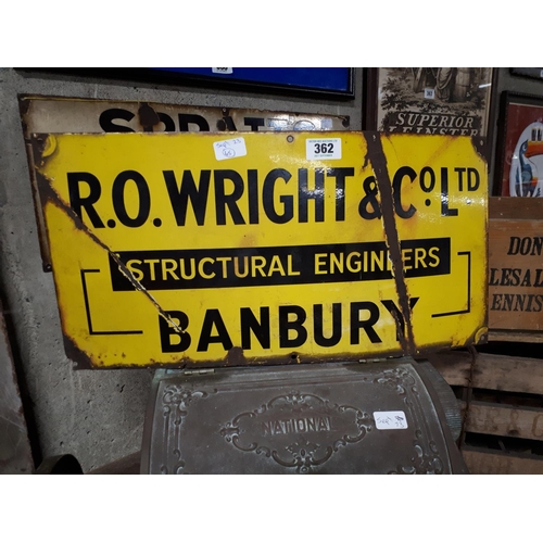 362 - R.O.Wrights & Co. enamel sign.