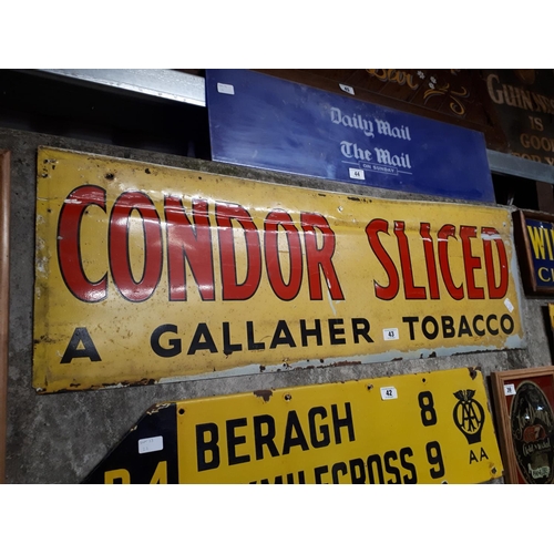 43 - Condor sliced Gallagher's tobacco tin sign.