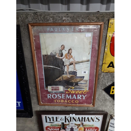 49 - Faulkner's sweet roseberry tobacco advertising print.