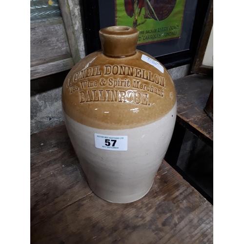 57 - J  O'NEILL DONNELLAN TEA AND WINE MERCHANT BALLINROBE stoneware flagon.