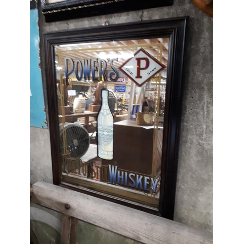 6 - Framed Powers whiskey mirror.