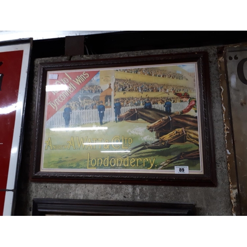 89 - A Watt & CO Londonderry framed advertising print.