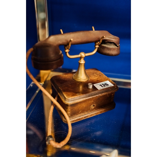 126 - Early 20th C. Bakelite and wooden telephone.