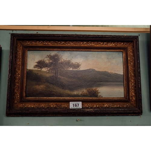 167 - 19th C. gilt frame oil on canvas Countryside scene.