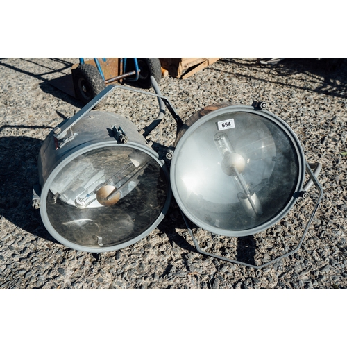 654 - Pair of 1950's industrial search lamps.