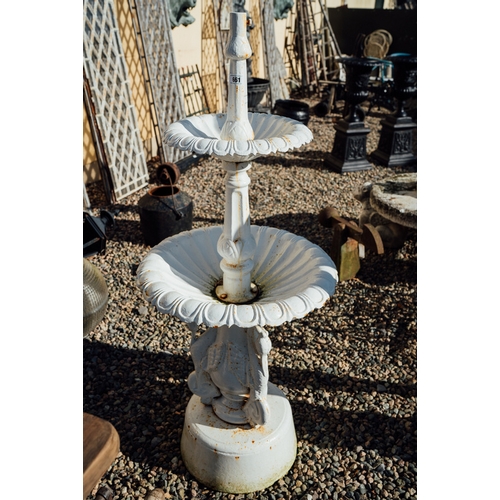 661 - Cast iron two tier fountain.