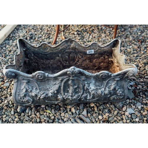 673 - 19th C. decorative cast iron planter.