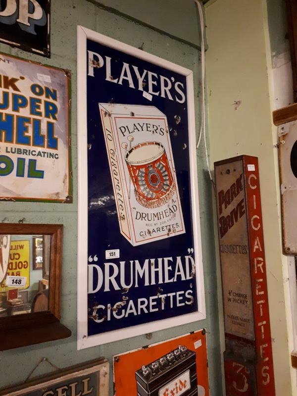 Lot 180 - A Player's 'Drumhead' Cigarettes enamel sign