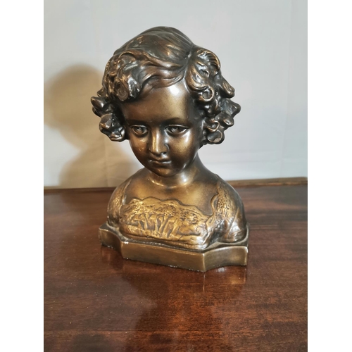 65 - Chalk bust of a girl. { 25cm H }.