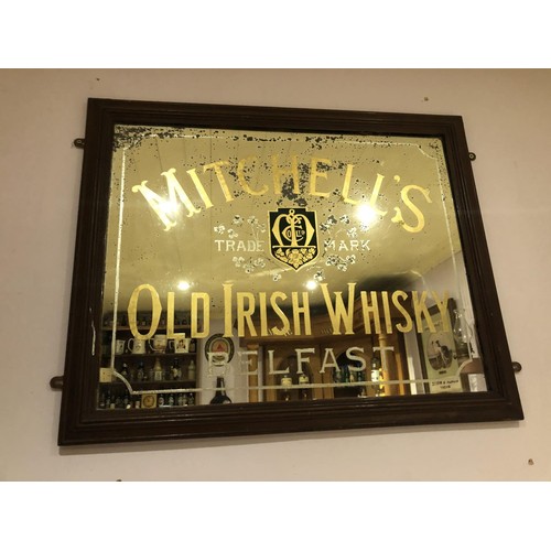 427A - Rare early 20th C. Mitchell's Irish Whisky advertising mirror {66 cm H x 89 cm W}.