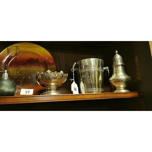 28 - 19th. C. silver plate - sugar shaker and bowl.