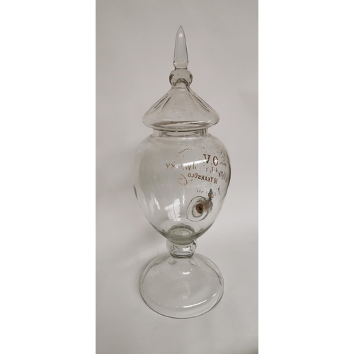 100 - Rare early 20th. C. Greer's Highland Whiskey glass dispenser. { 71cm H }.