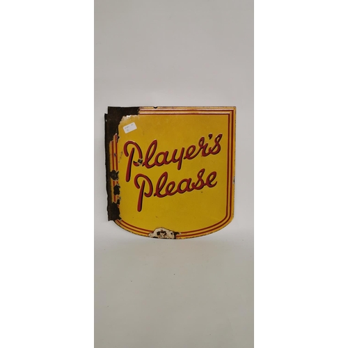 102 - Player's Please double sided enamel advertising sign.  { 42cm HX 39cm W }.