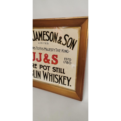 108 - John Jameson and Son Pure Pot Still Dublin whiskey print.  { 53cm H X 63cm W }.