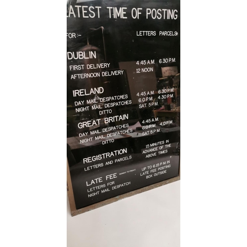 111 - Latest Time For Posting advertising sign in bras frame {80 cm H x 54 cm W}.