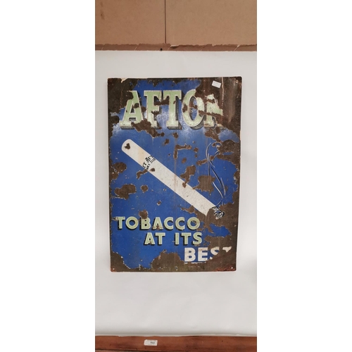 113 - Afton Tobacco At It's Best enamel advertising sign.  { 91cm H X 61cm W }.