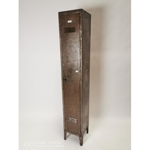 151 - 1950's metal sport's locker. { 184cm H X 30cm W X 30cm D }.