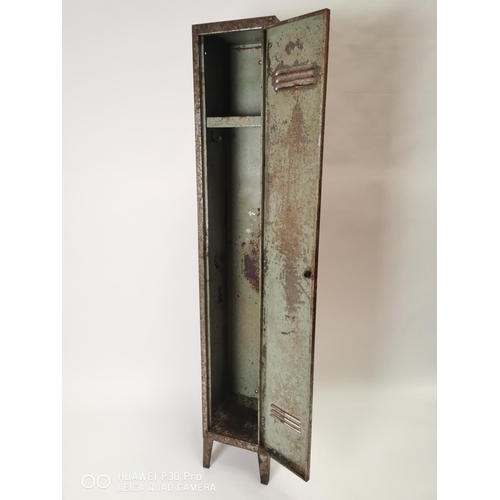 151 - 1950's metal sport's locker. { 184cm H X 30cm W X 30cm D }.