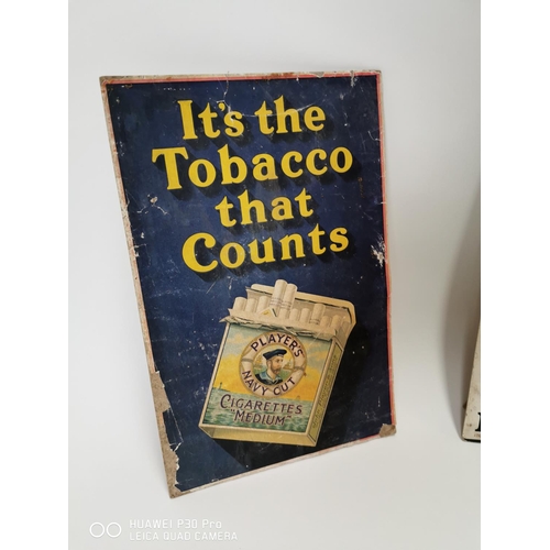 153 - It's Tobacco That Counts and Give Player's For Pleasure cardboard advertisiements. { Each 38cm H X 2... 